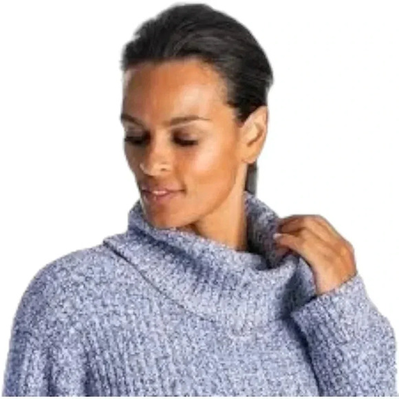 SOFTIES | Marshmallow Slouch Turtleneck Lounger Dress | Plush Pajama Blue | S/M - Picture 2 of 10